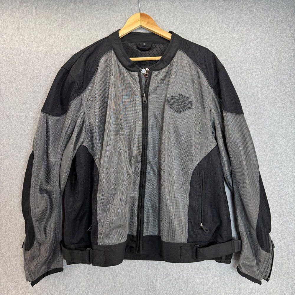 Harley-Davidson Men's XXL‎ Mesh Motorcycle Jacket Polyester Black Gray Riding